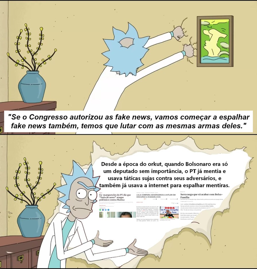 "Se fake news tá liberado, vamos espalhar fake news também." - meme