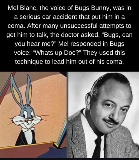 Mel Blanc and Bugs Bunny story - meme