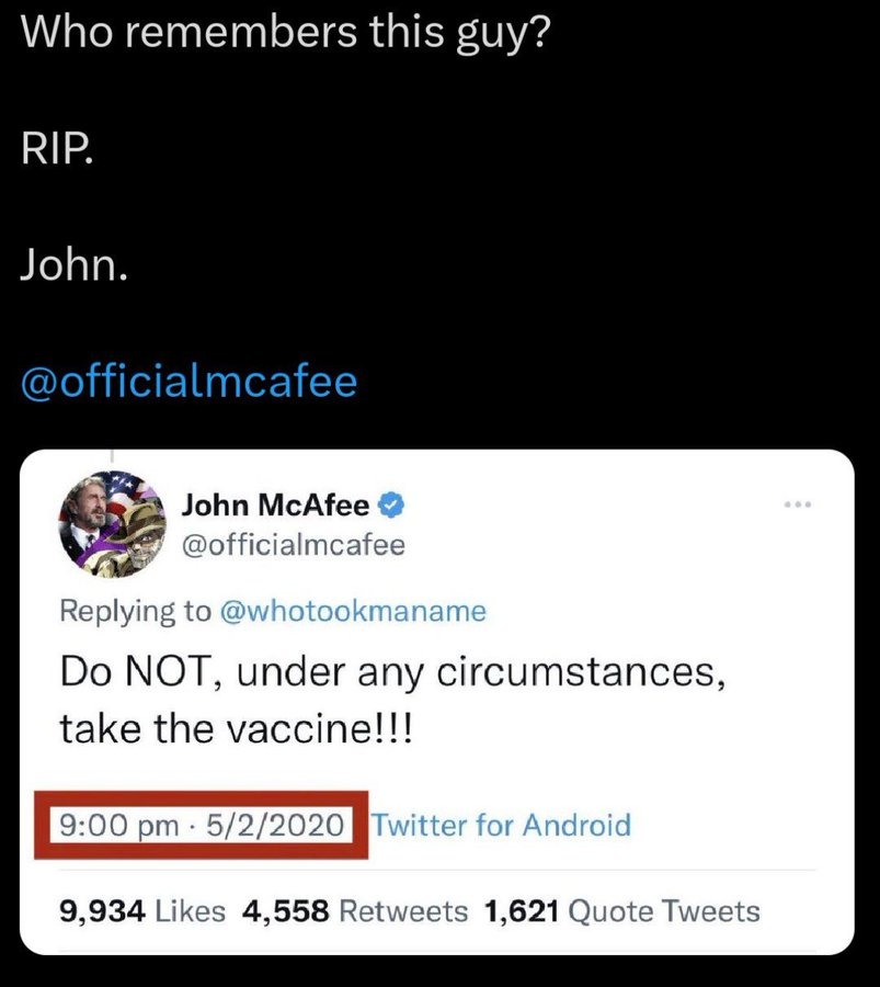 John McAfee got whacked - meme