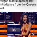 Megan Markle opening her inheritance from the Queen
