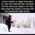 Train station maintained for only one passenger until she graduated
