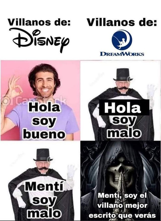 Villanos de Disney vs Dreamworks - meme