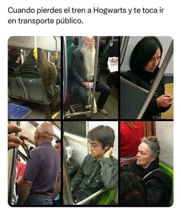 En metro a Hogwarts - meme