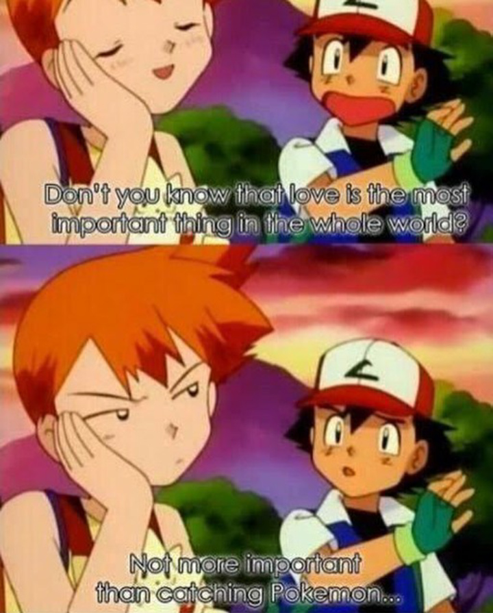 Ash got his priorities straight. - meme
