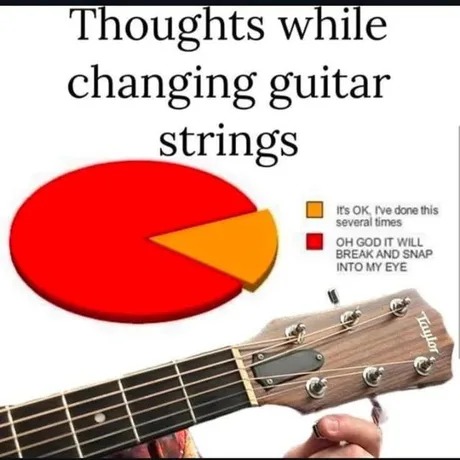 Thoughts while changing guitar strings - meme