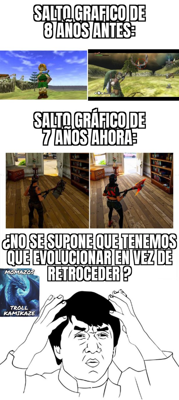Los videojuegos tienen una crisis de identidad debido a que los saltos son... M I N I M O S - meme