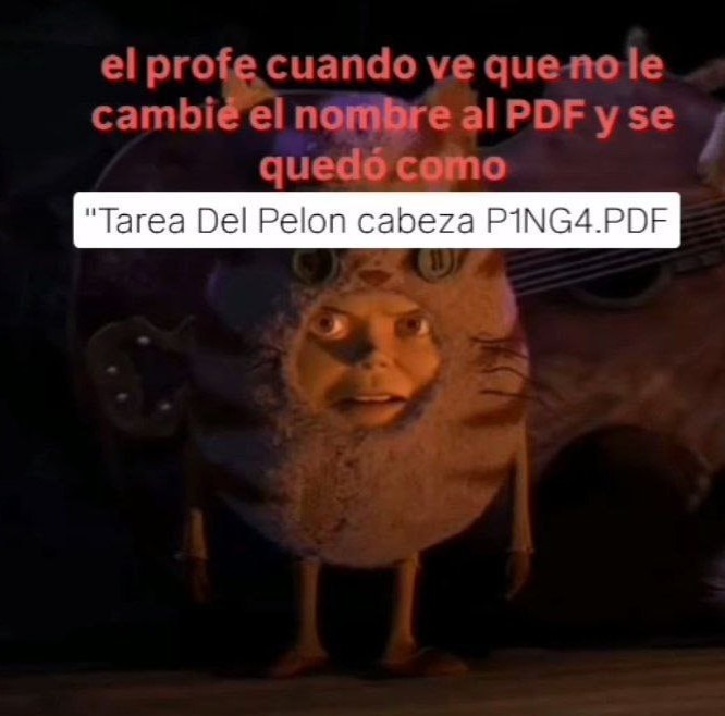 El profe viendo que mandé la tarea como TareaDelPelonCabezaPing4.pdf - meme