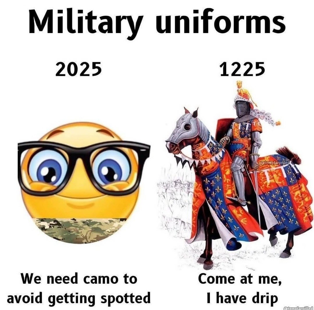 Military uniforms 2025 got camo *and* drip - meme