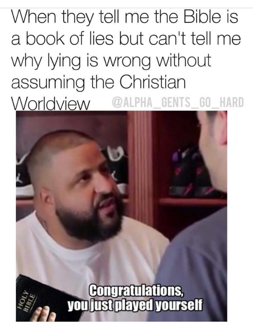 Christians 1:0 Atheists - meme
