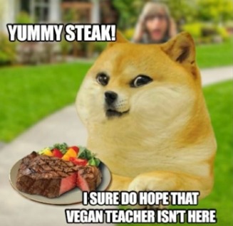 The vegan teached in the background :grin: - meme