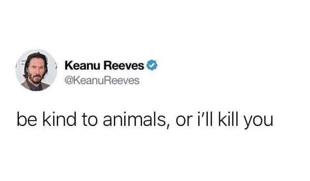 Be kind to animals or I'll kill you - meme