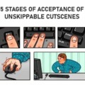 Stages of acceptance of unskippable cutscene