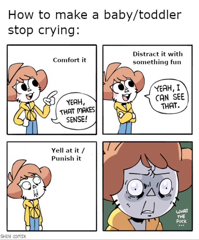 How to make a baby stop crying - meme