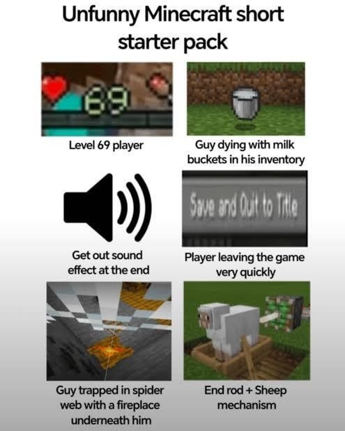 Unfunny Minecraft shorts speedrun starter pack - meme