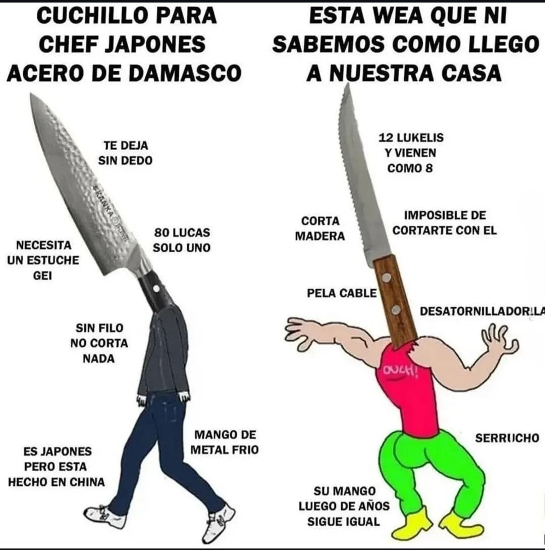 Cuchillo japonés que te deja sin dedos pero con clase - meme