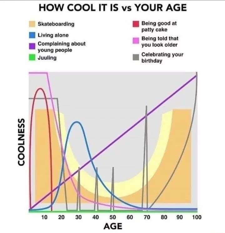 How cool it is vs Your Age - meme