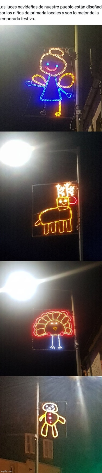 En este pueblo las luces de navida están diseñadas por niños - meme