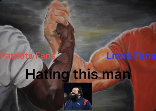 Patriots fans and Lions fans - meme