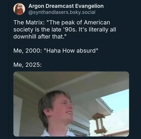 The peak of American society is the late 90s - meme
