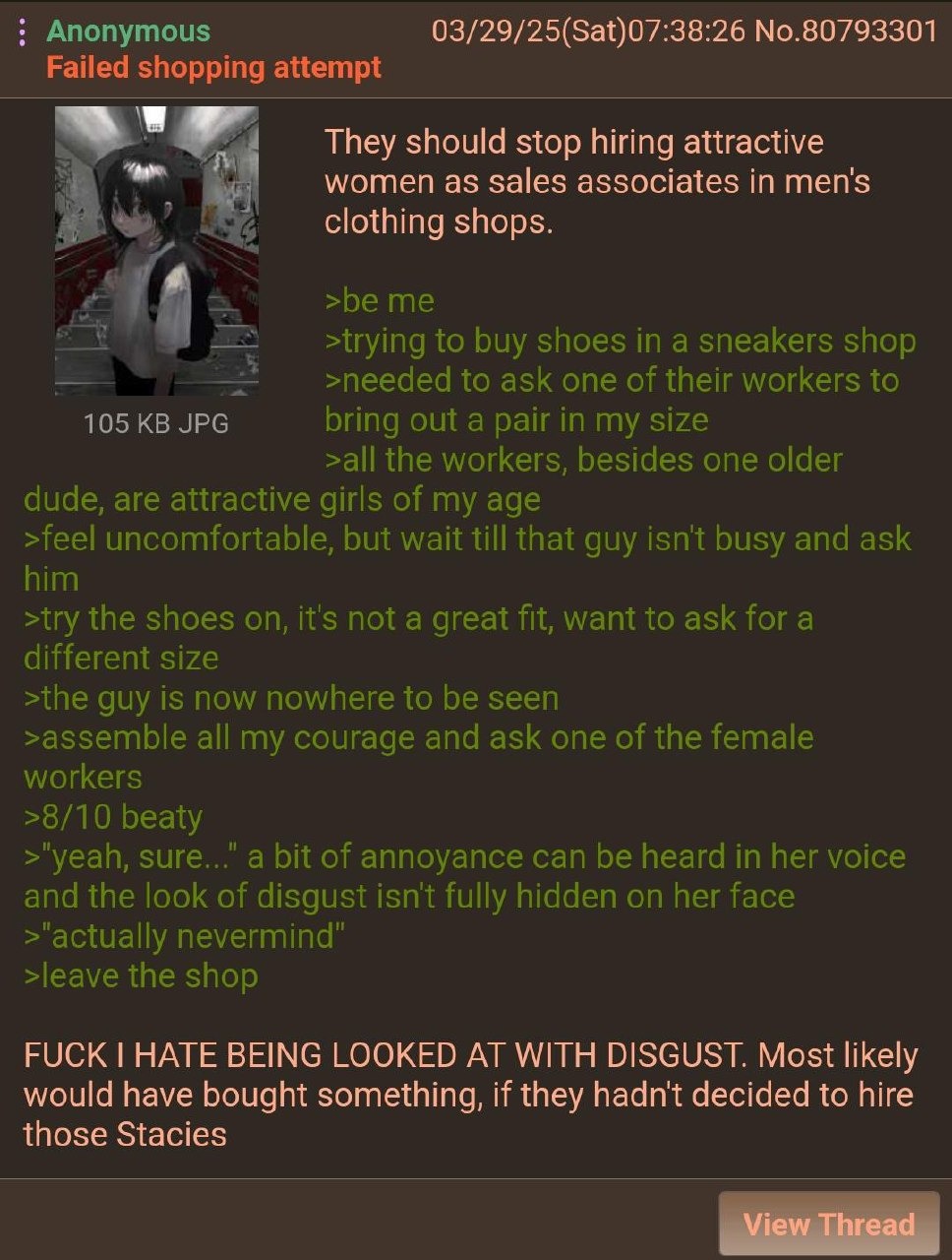 Tried buying sneakers, got judged and left - meme