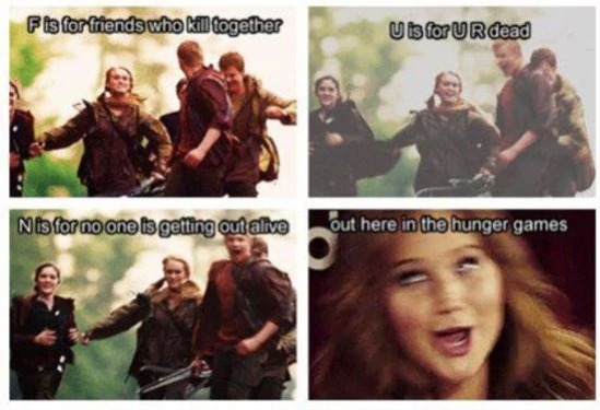 friend: Define hunger games in less than ten sentences.   Me: - meme