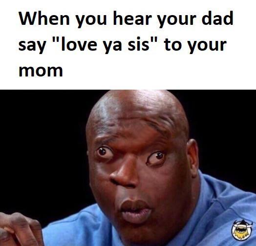 When you hear your dad say love ya sis to your mom - meme