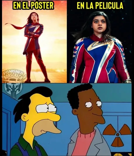 El poster vs la película de The Marvels - meme