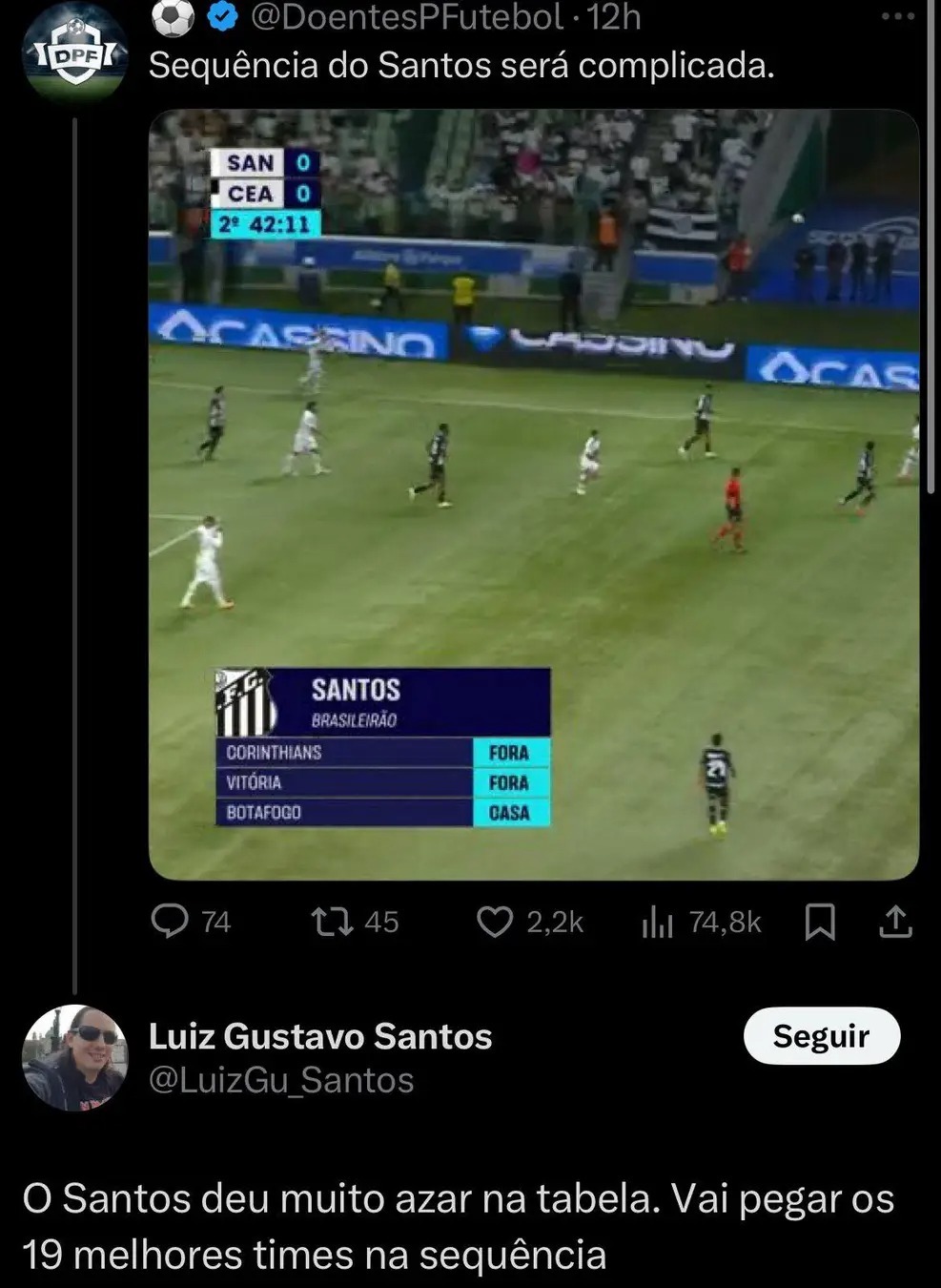 Santos tá em Prantos - meme