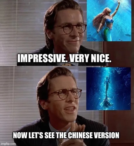 Disney changed Ariel's color to blue for China - meme