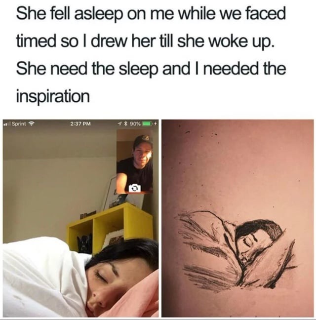 She fell asleep on FaceTime so I made her into a muse - meme