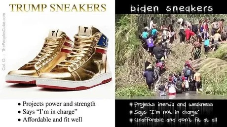 Trump shoes vs biden sneakers - meme