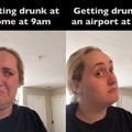 Getting drunk at an airport