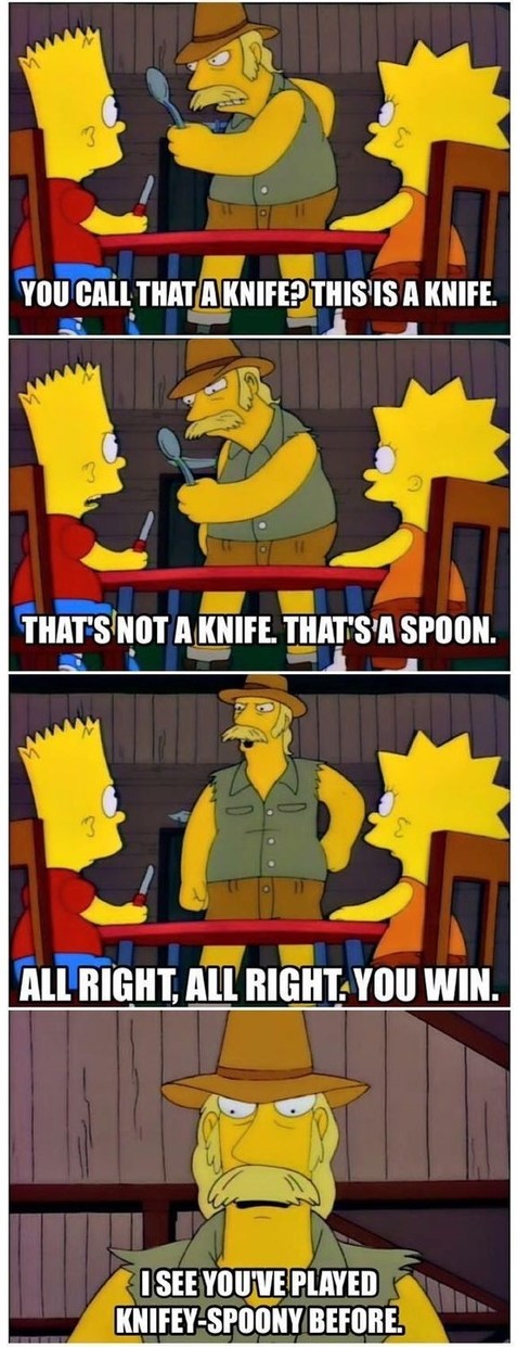 The good knife spoon game - meme