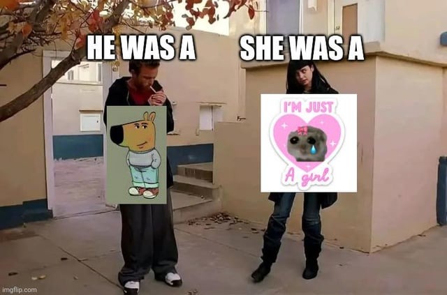 I'm just a chill guy she was the sad hamster meme