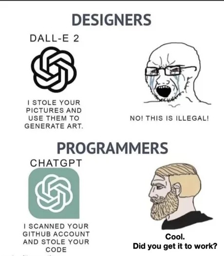 Designers vs Programmers with AI - meme