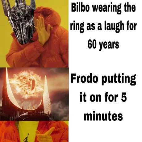 Sauron as soon as Frodo takes the ring - meme