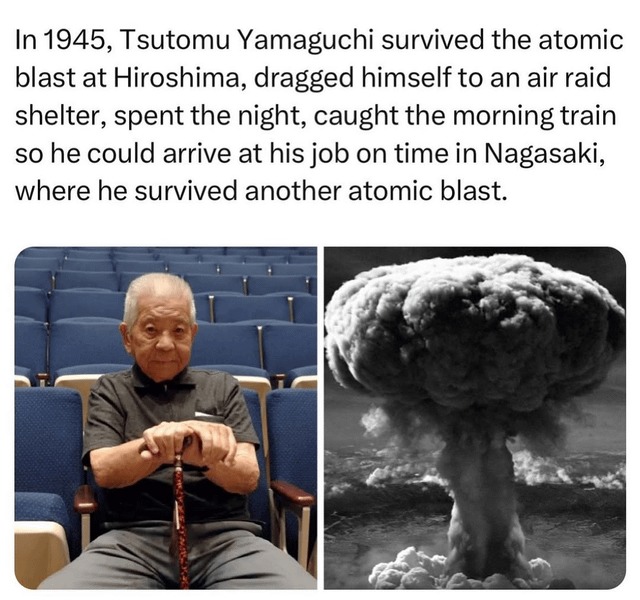 This guy survived two atomic basts - meme