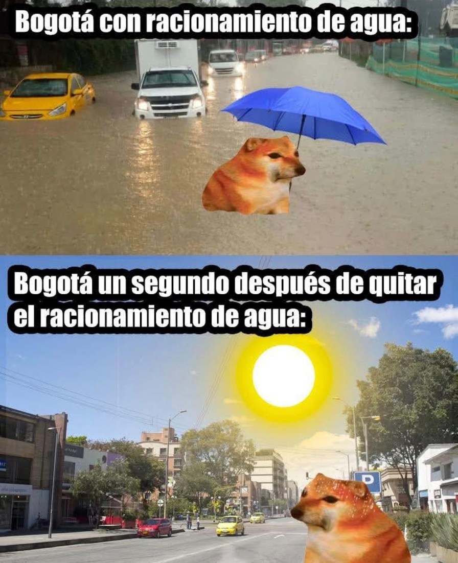 Bogotá cuando por fin quitan el racionamiento de agua - meme