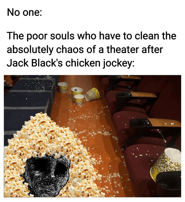 Jack Black’s chicken scene really left theaters in ruins - meme