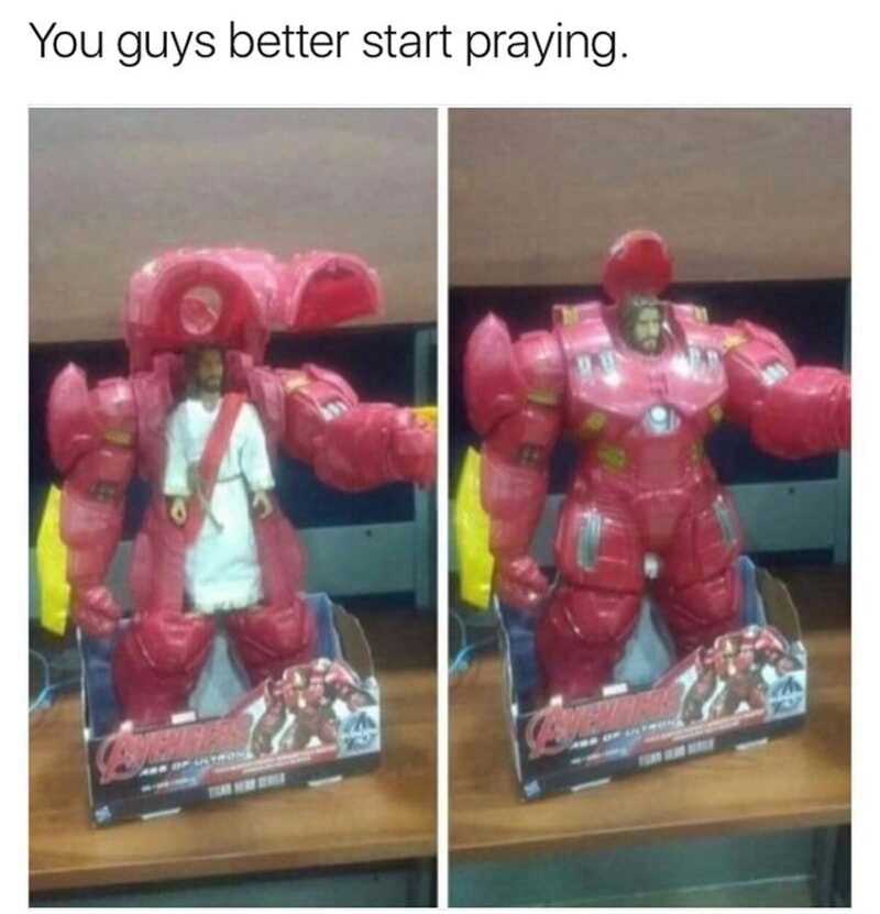 Jesus in an Iron-man suit? - meme