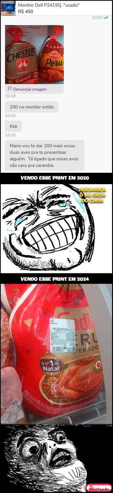 Peru tá caro! Não vai ter jeito vou ter que usar galinha. - meme