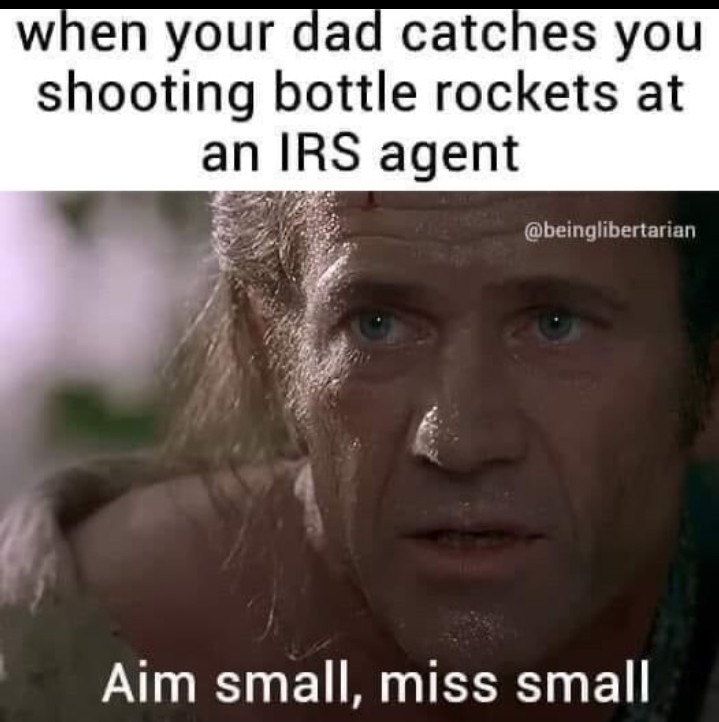 ﻿When your dad catches shooting bottle rockets at an IRS agent @beinglibertarian Aim small; miss small you