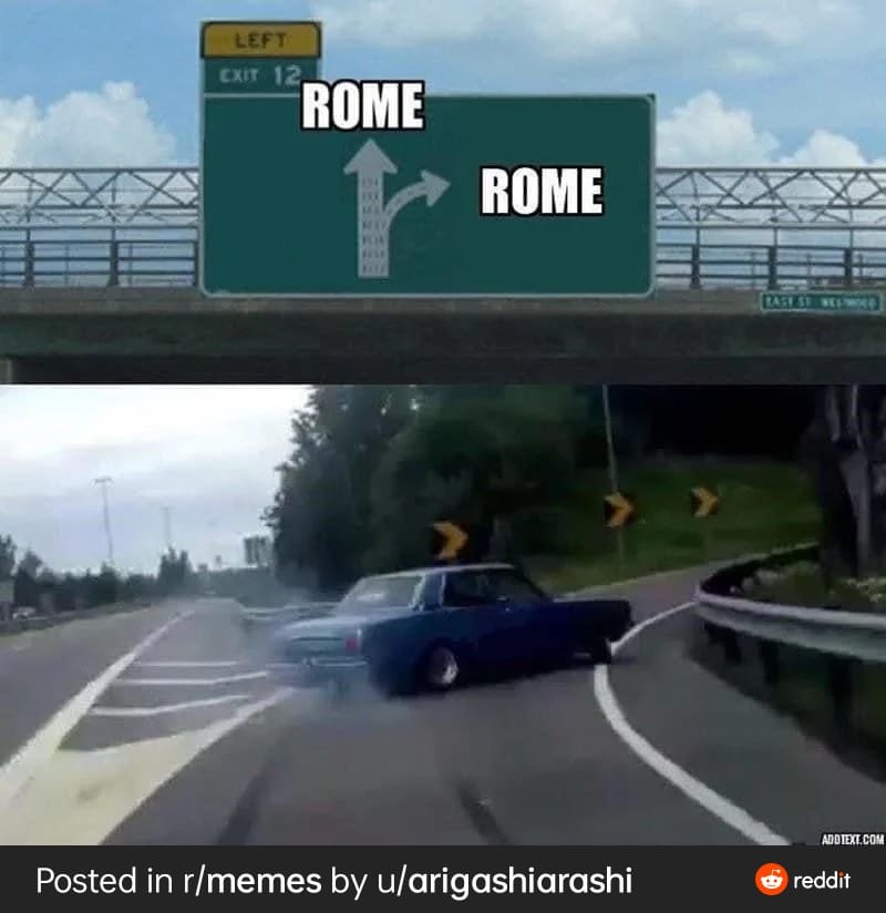 Tous les chemins mènent à Rome - meme