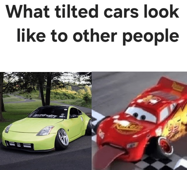 Tilted cars - meme
