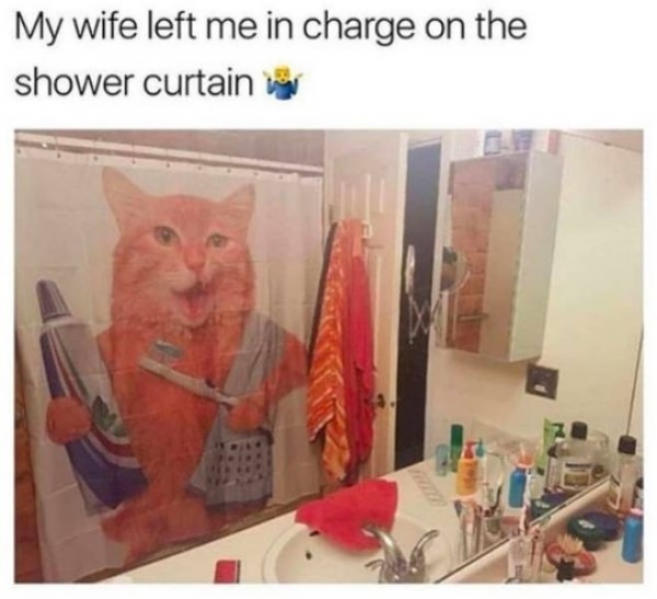 Men buying a shower curtain - meme