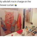 Men buying a shower curtain