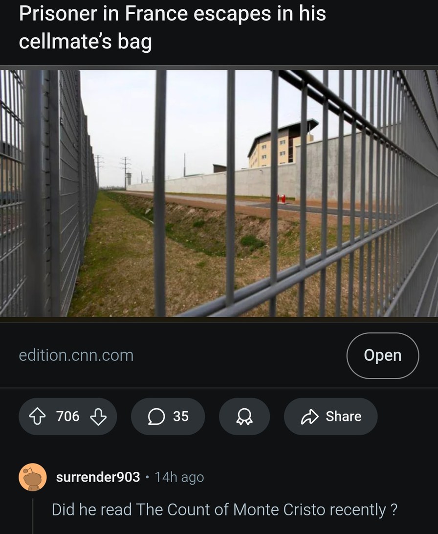 Guy escapes prison... in a bag. Straight outta fiction - meme
