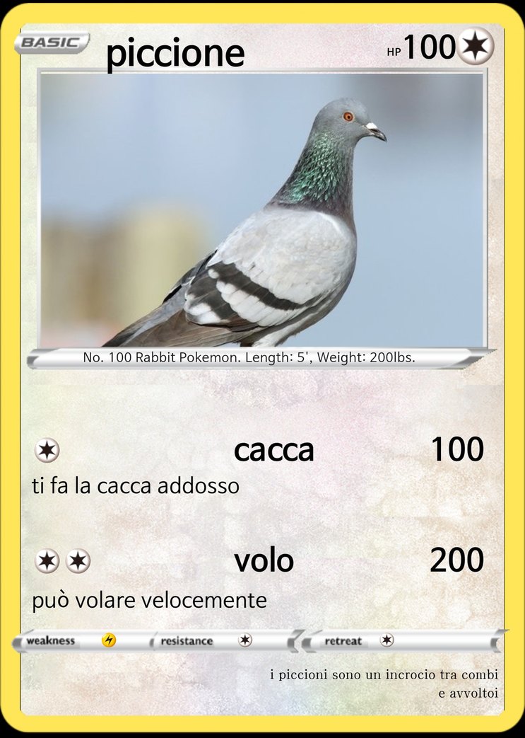 Carta Pokemon piccione - meme