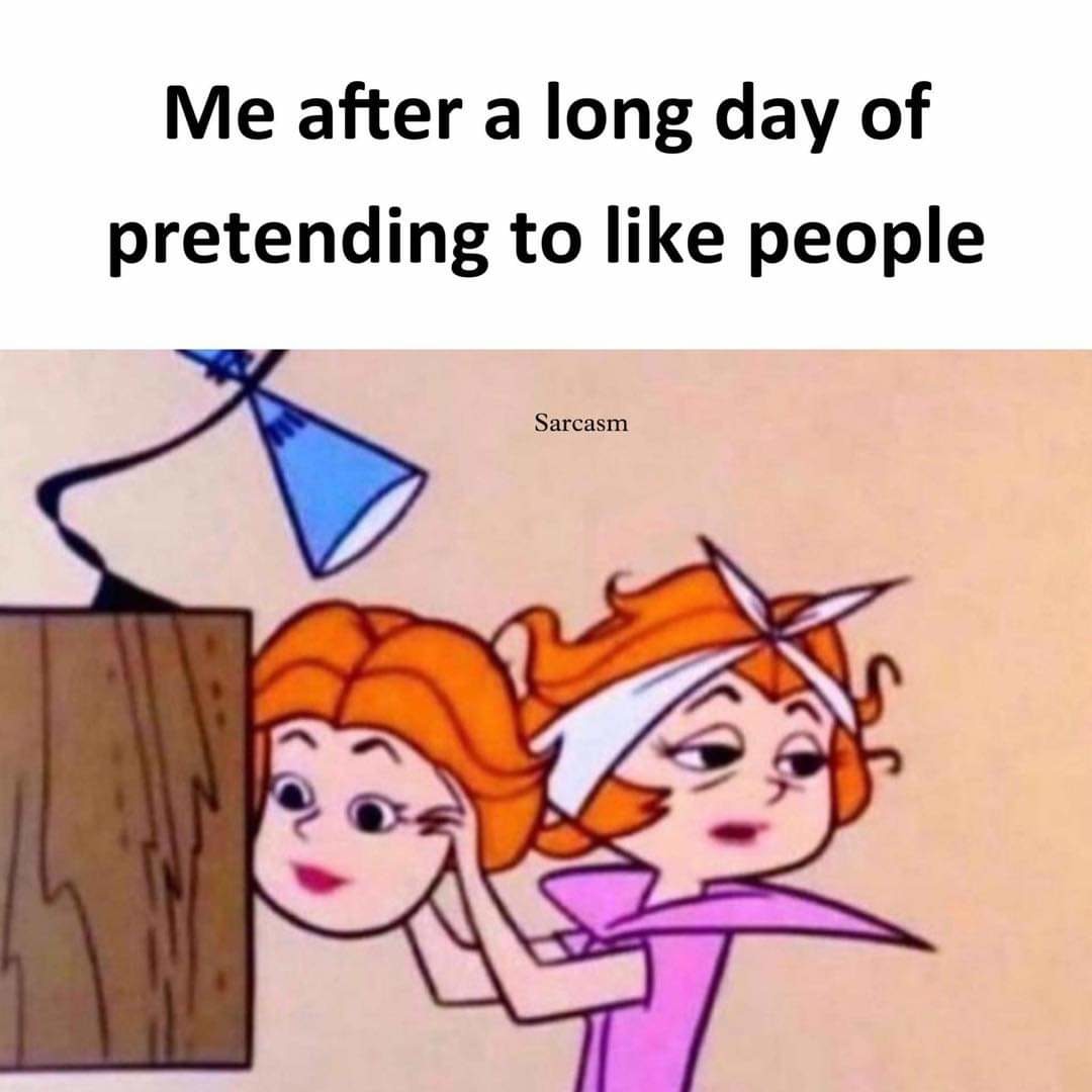 After pretending to like people the whole day on social media - meme