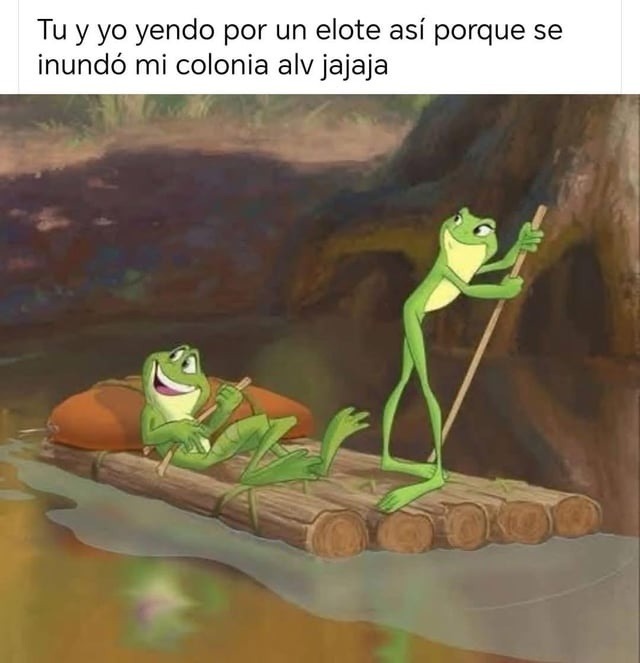 Tú y yo yendo por un elote aunque mi colonia sea Venecia ahora - meme